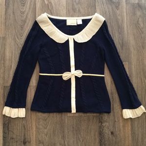 Anthropologie Guinevere Navy Blue Cardigan